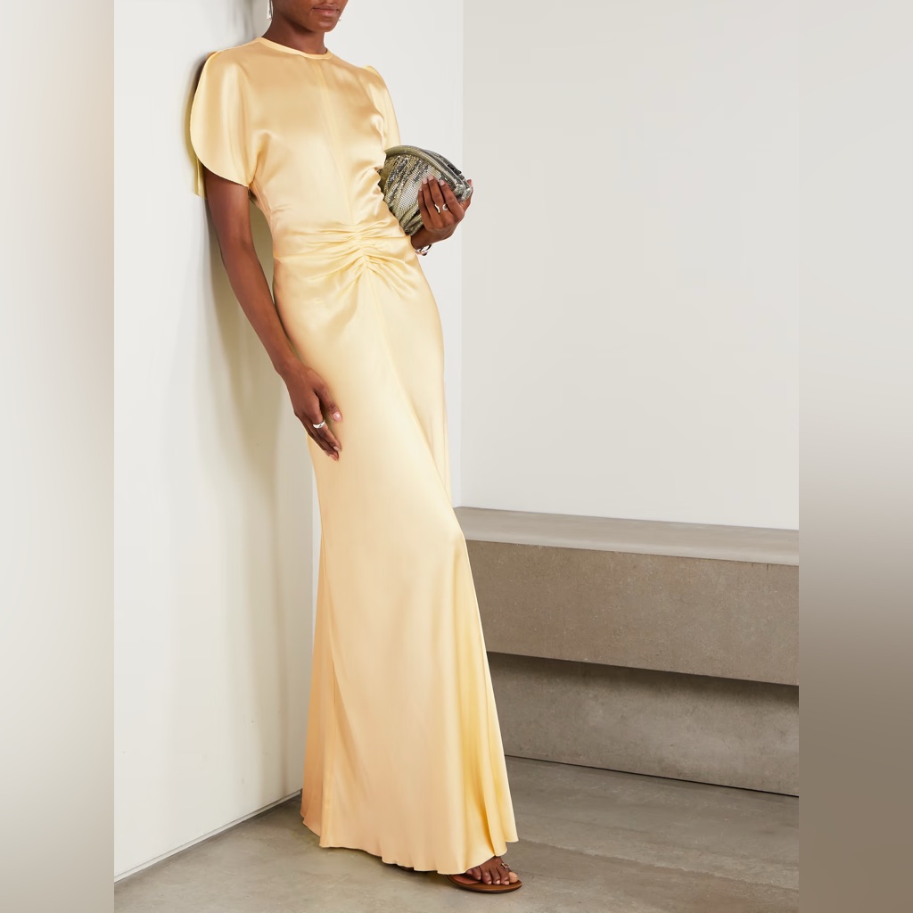 Victoria Beckham Yellow Bias-Cut Gown — image 4 of 8